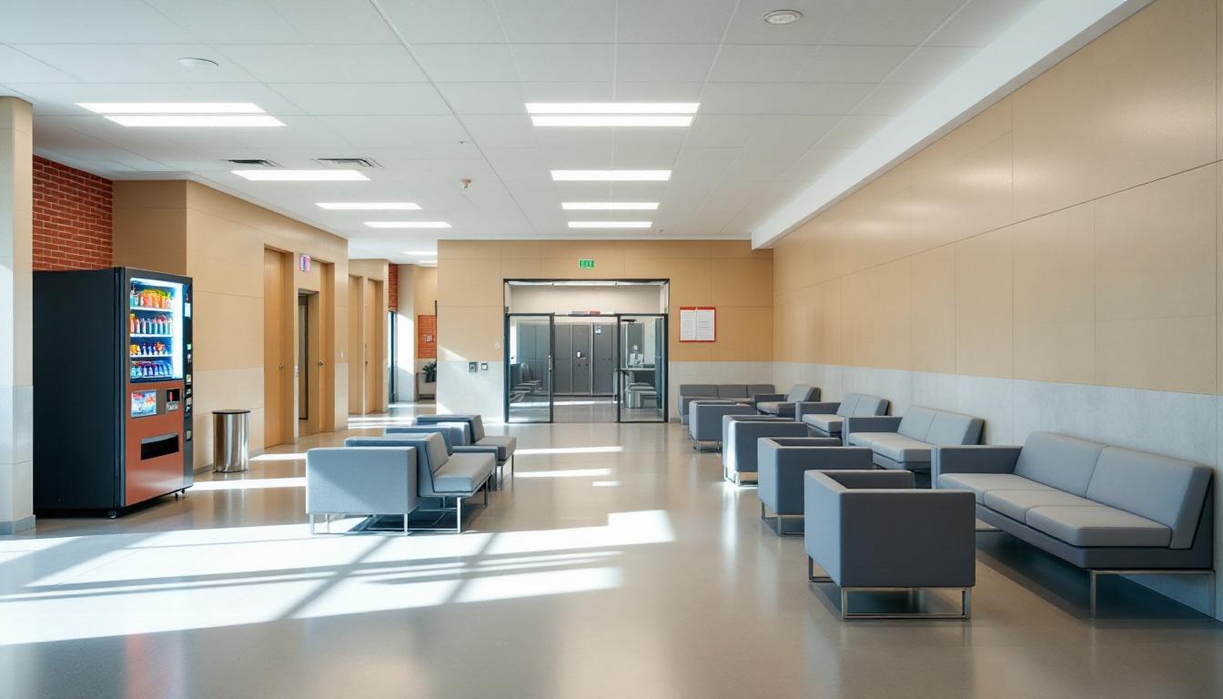Visitation facilities and waiting area at Century Correctional institution