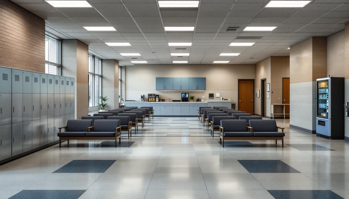 Visitation facilities and waiting area at Holmes Correctional Institution