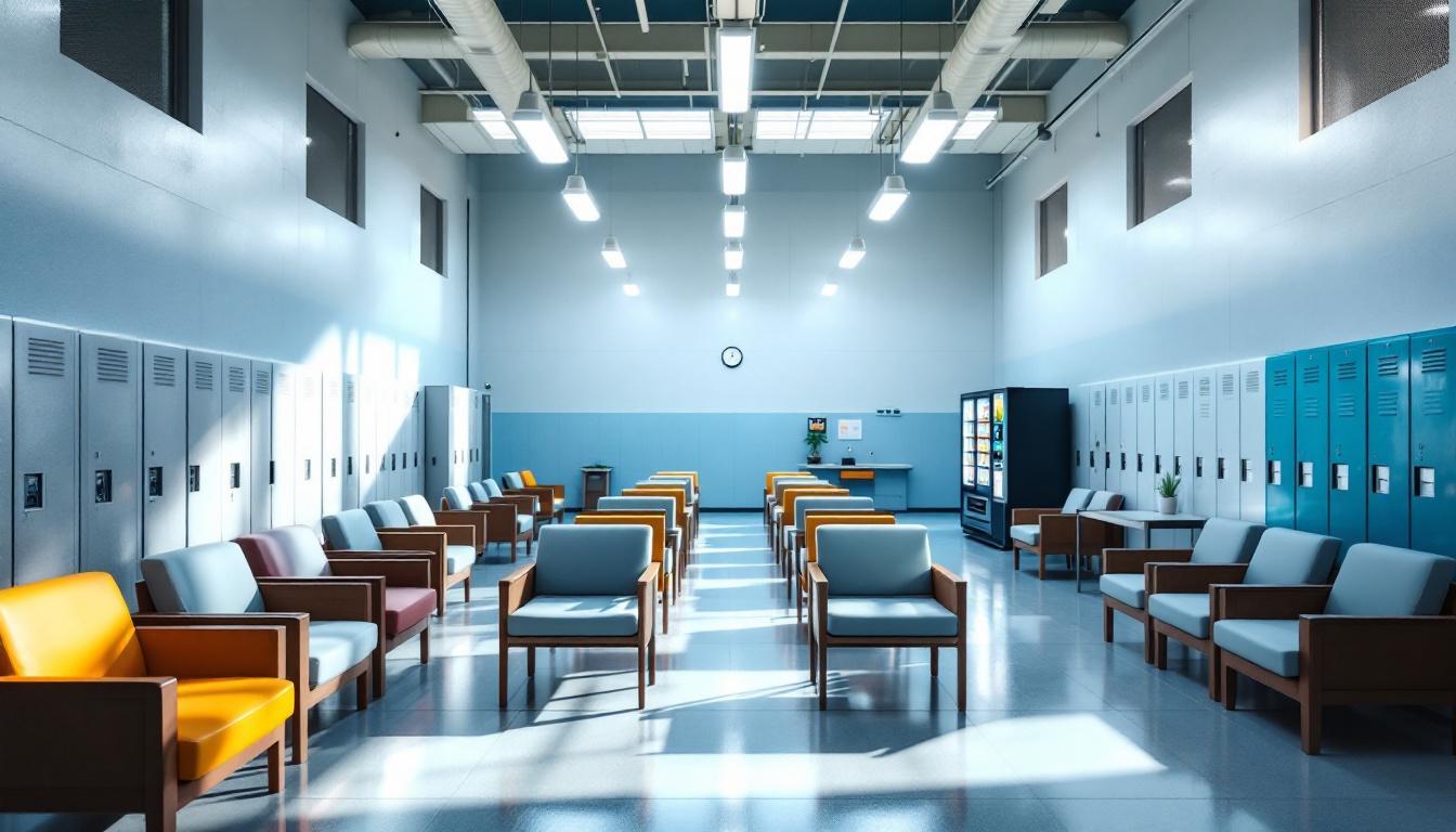 Visitation facilities and waiting area at State Correctional Institution - Dallas