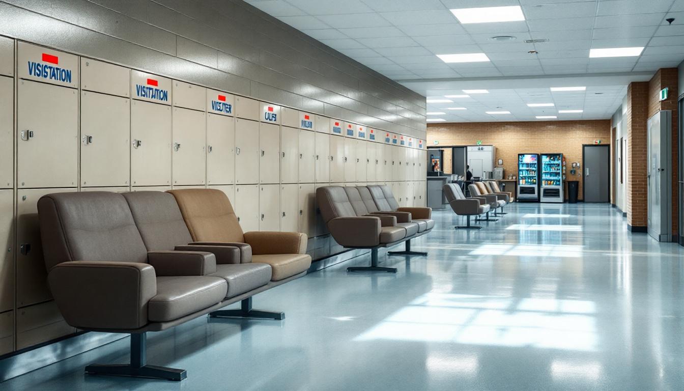 Visitation facilities and waiting area at Holmes Correctional Institution