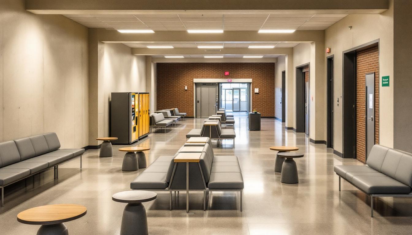 Visitation facilities and waiting area at Cross City Corrections Department