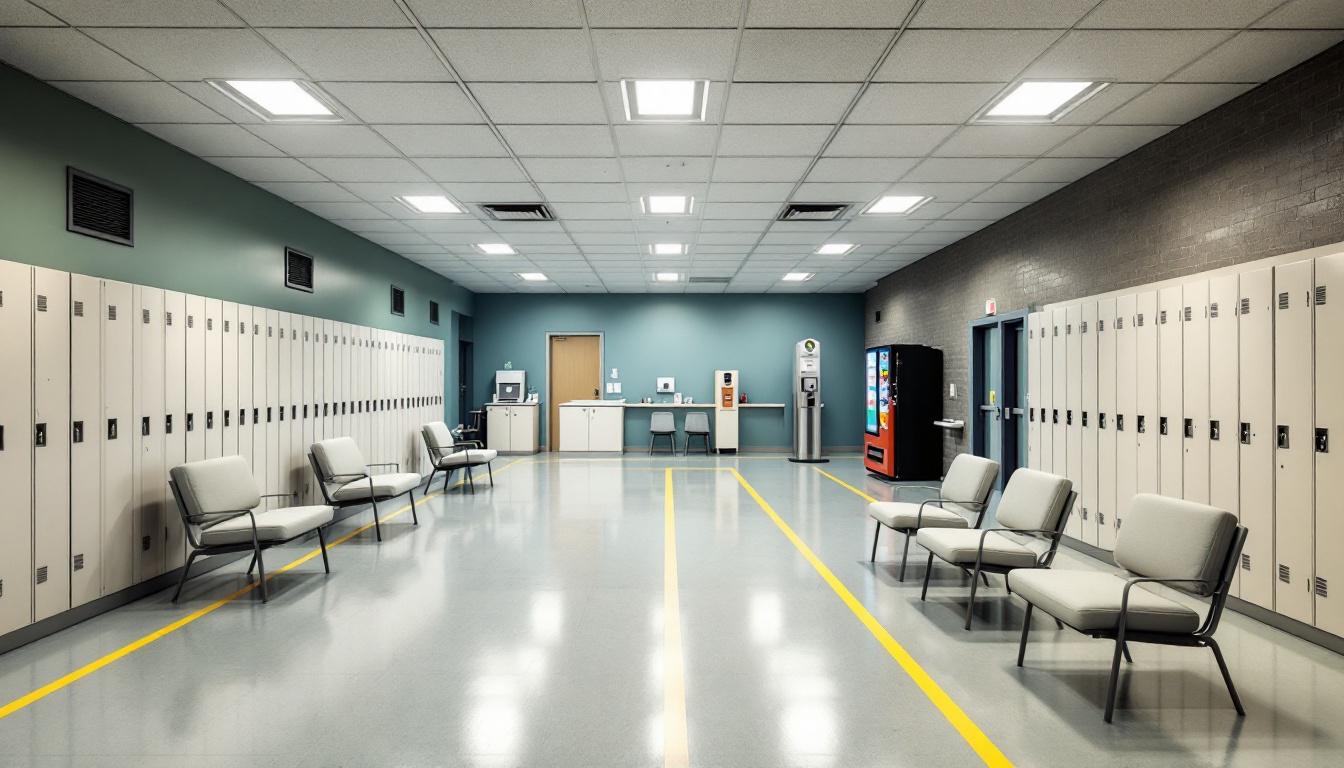 Visitation facilities and waiting area at Holmes Correctional Institution