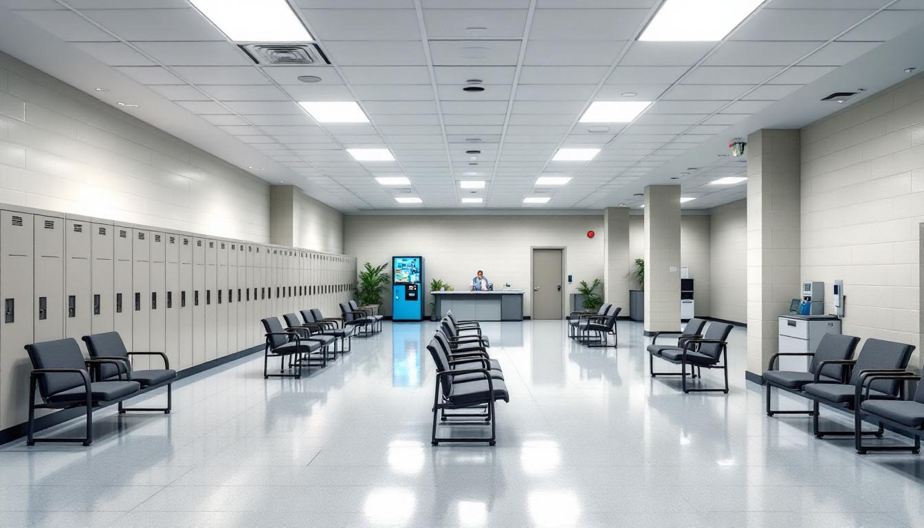 Visitation facilities and waiting area at Lancaster Correctional Institution