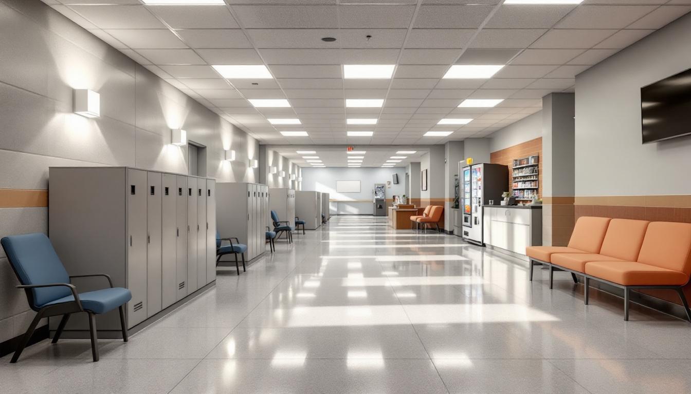 Visitation facilities and waiting area at Hancock County Jail