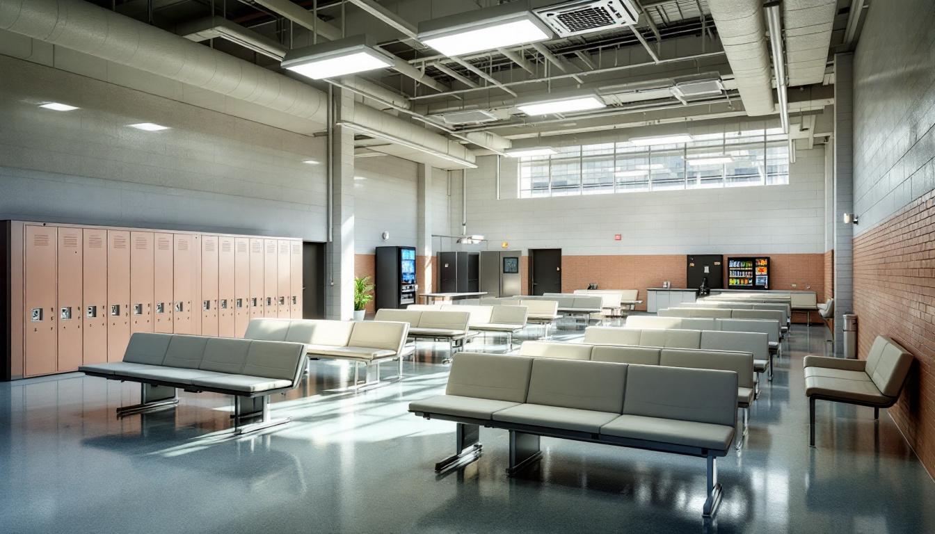 Visitation facilities and waiting area at DorseyRun Correctional Facility