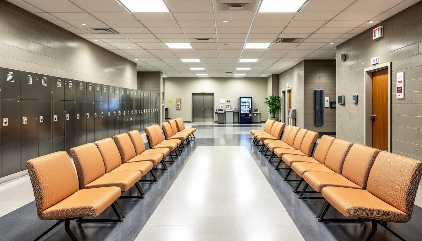Visitation facilities and waiting area at Salt Lake County Metro Jail
