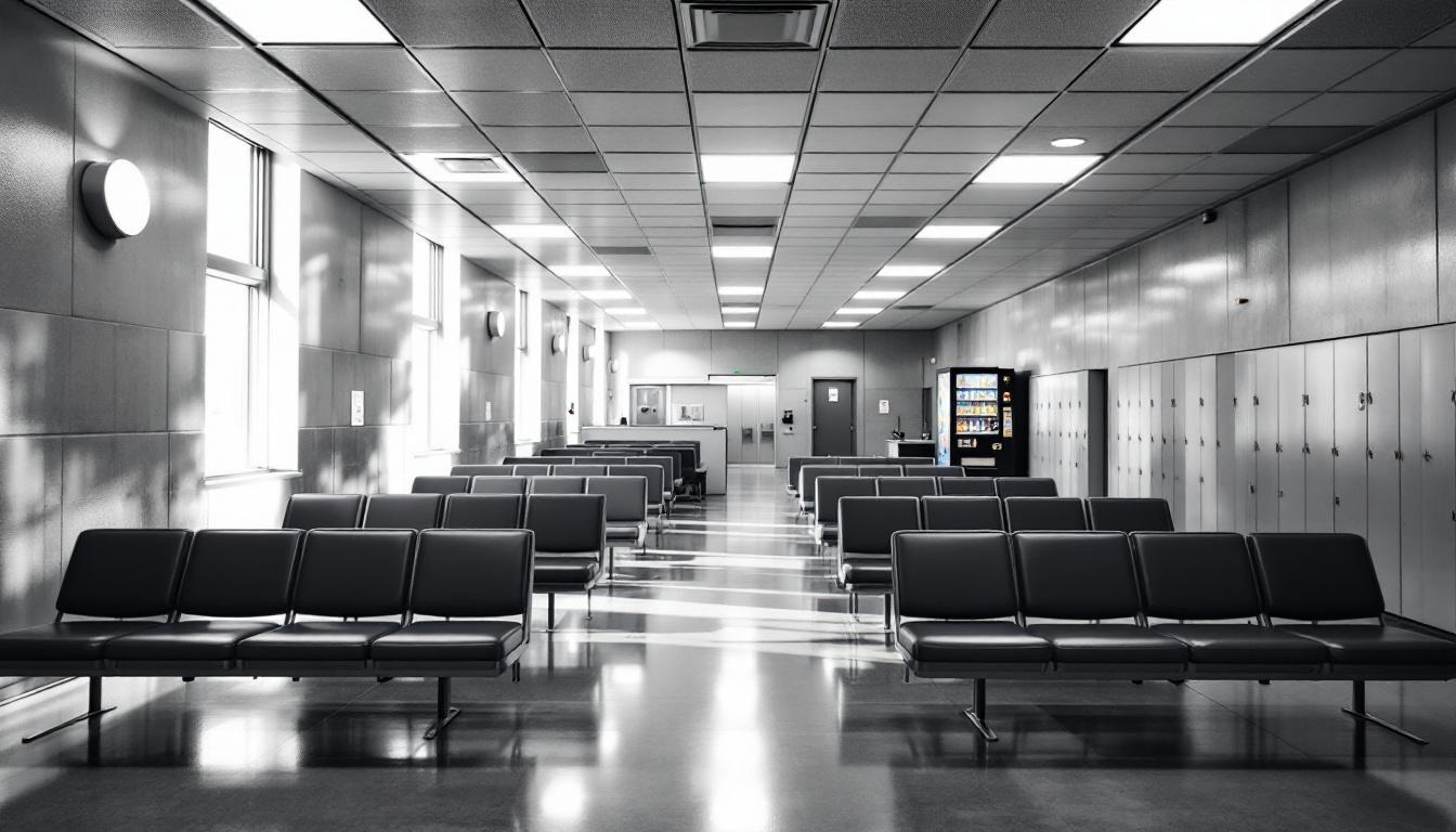 Visitation facilities and waiting area at Coastal State Prison