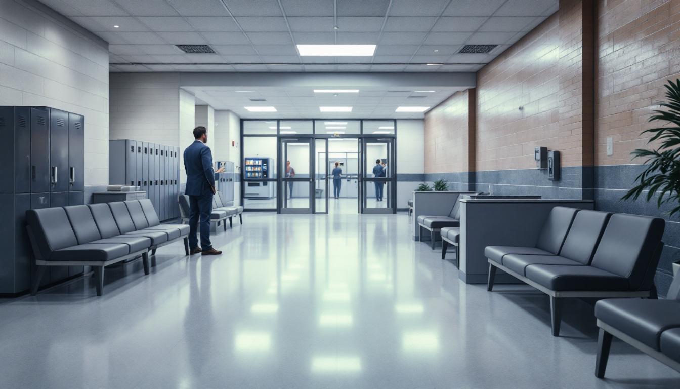 Visitation facilities and waiting area at Clayton County Prison
