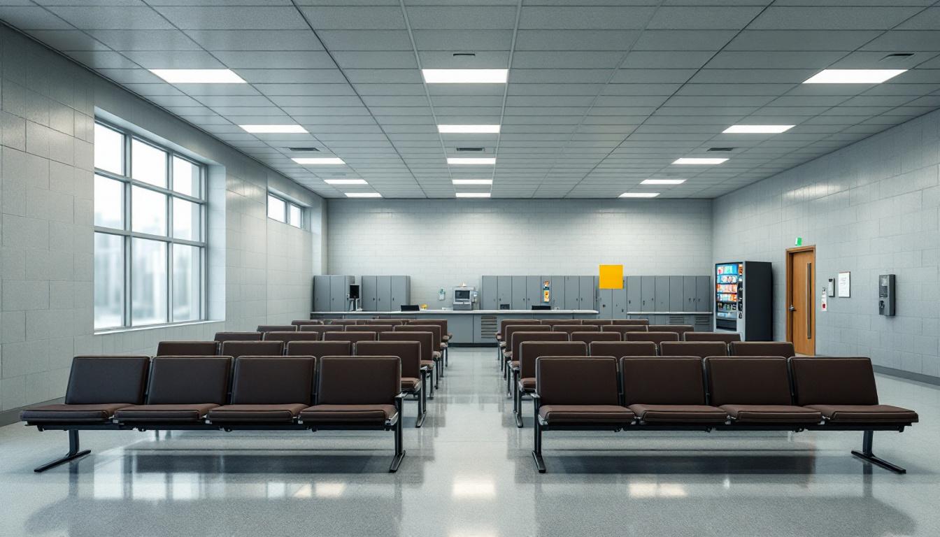 Visitation facilities and waiting area at Burruss Correctional Training Center