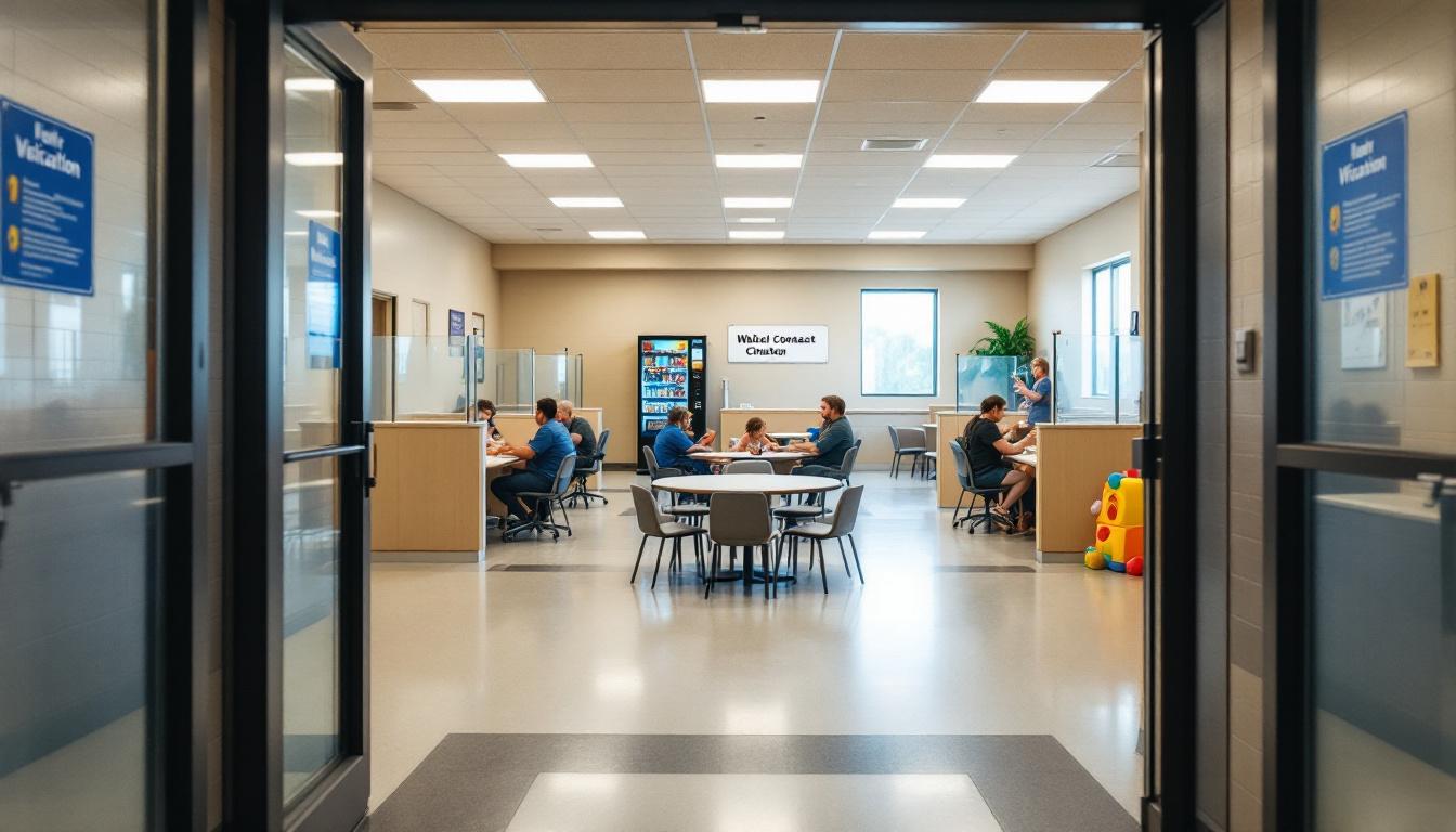 Visitation facilities and waiting area at Fulton County Jail