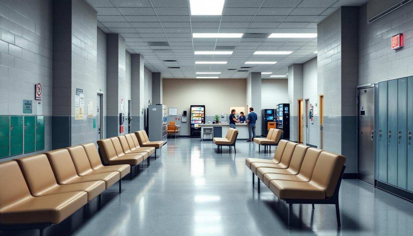 Visitation facilities and waiting area at Valdosta State Prison