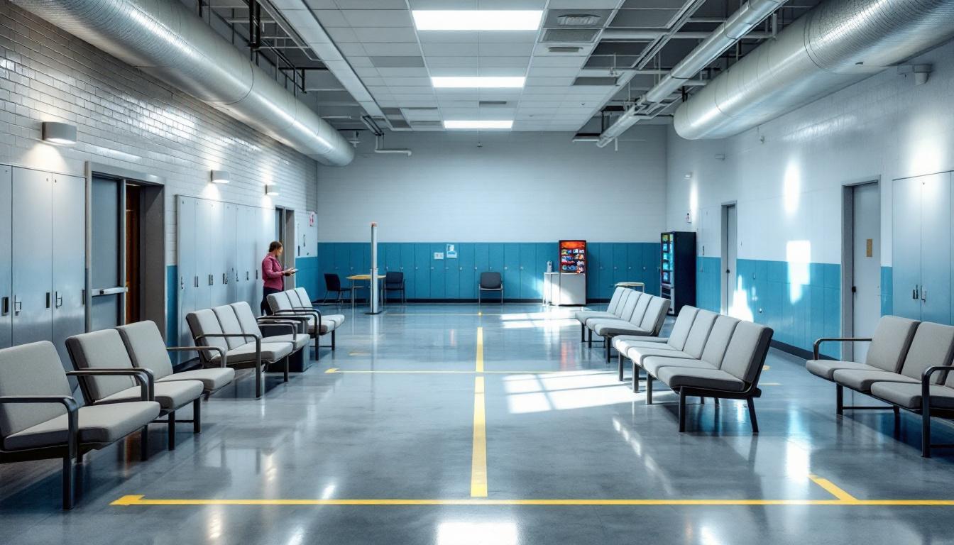 Visitation facilities and waiting area at Rabun County Detention Center