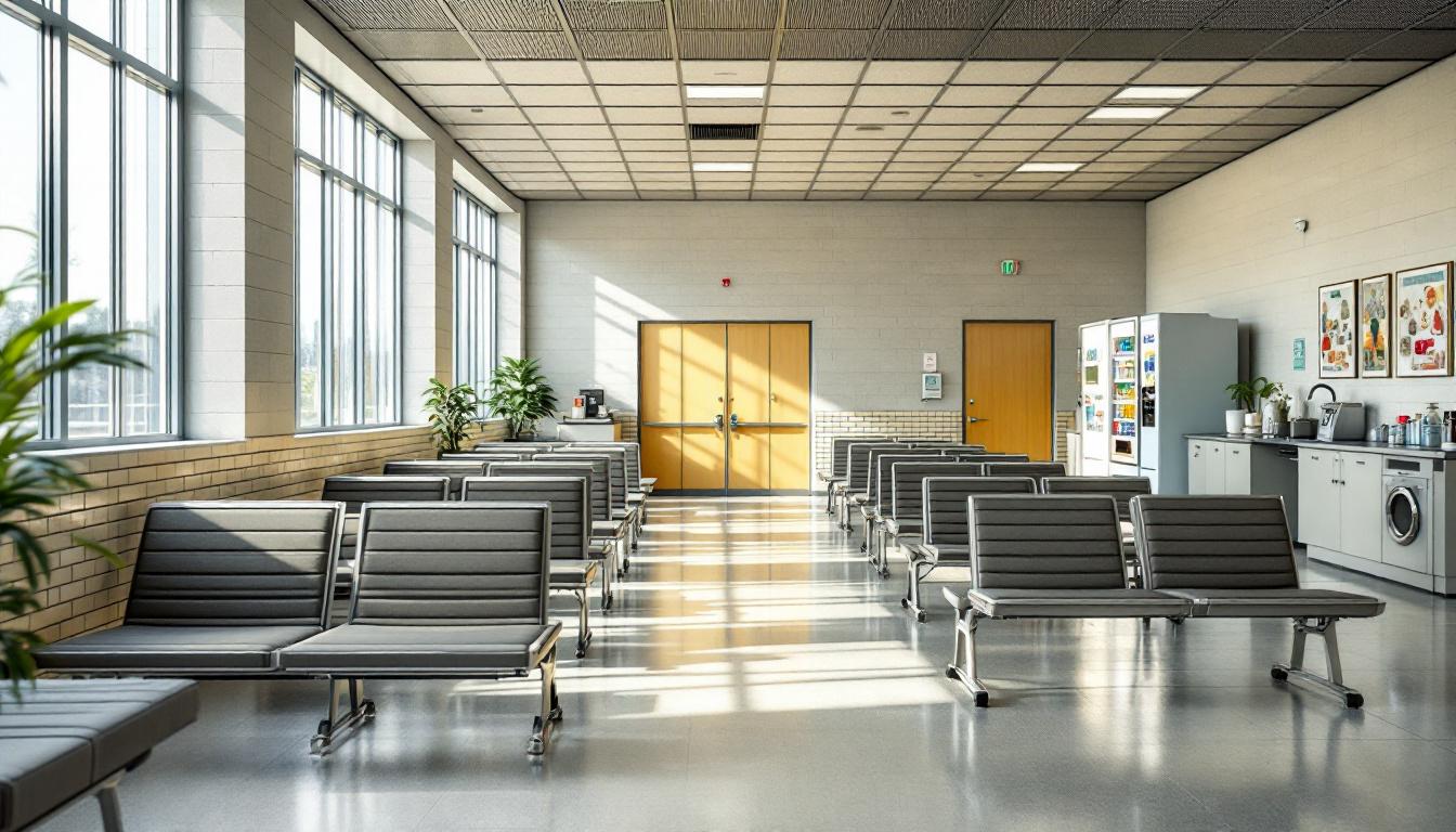 Visitation facilities and waiting area at Robinson Correctional Center