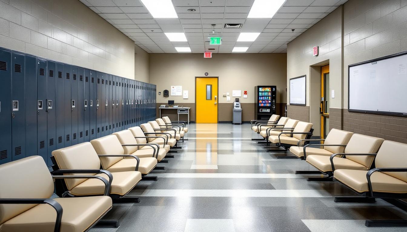 Visitation facilities and waiting area at Menard Correctional Center