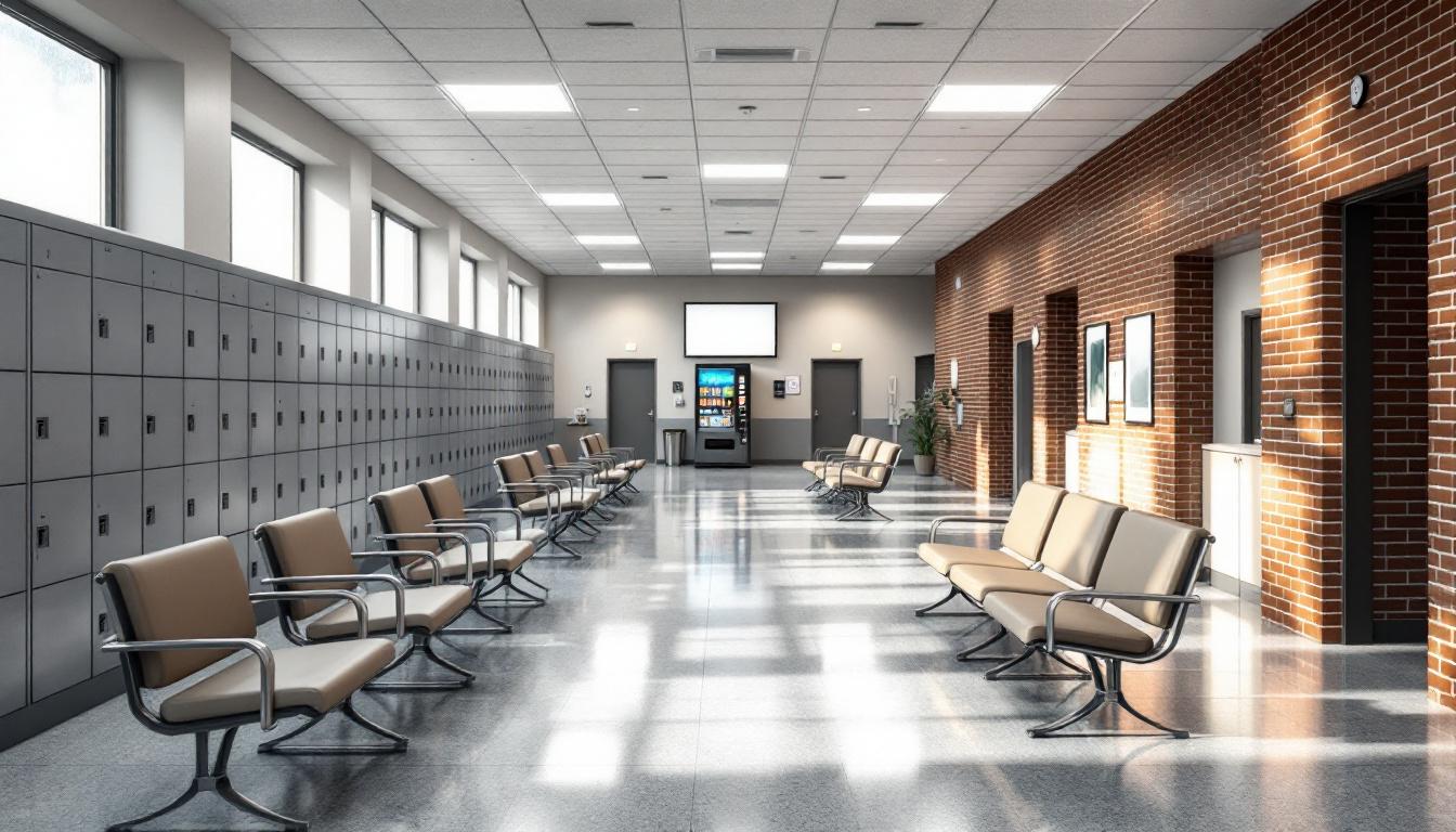 Visitation facilities and waiting area at Illinois River Correctional Center