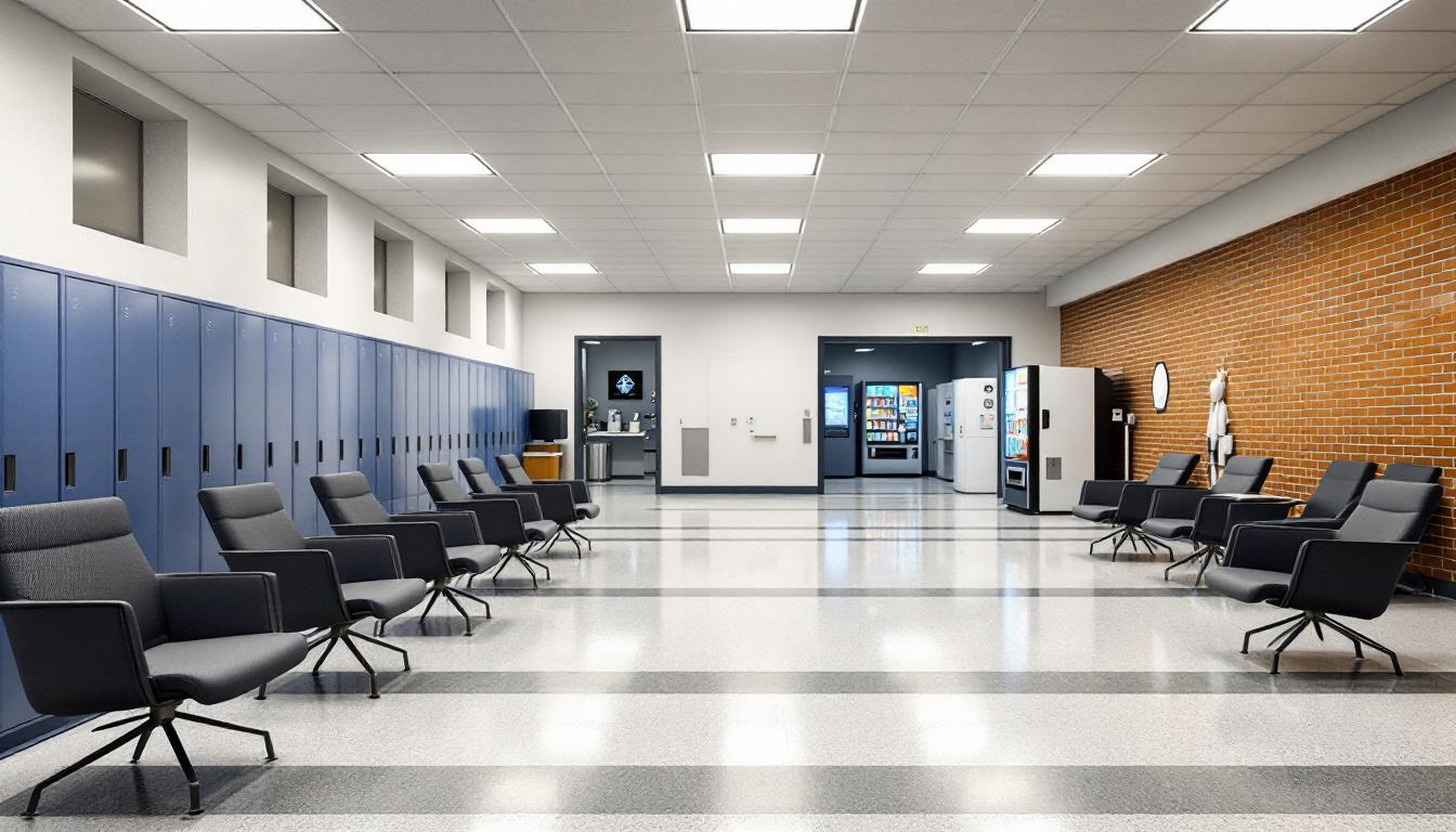 Visitation facilities and waiting area at Menard Correctional Center