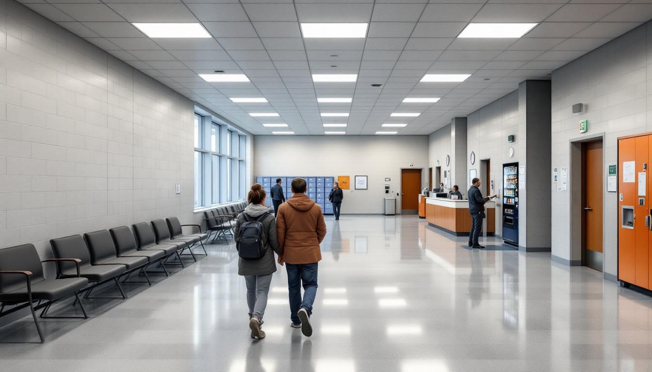 Visitation facilities and waiting area at Fayette County Courthouse and Jail