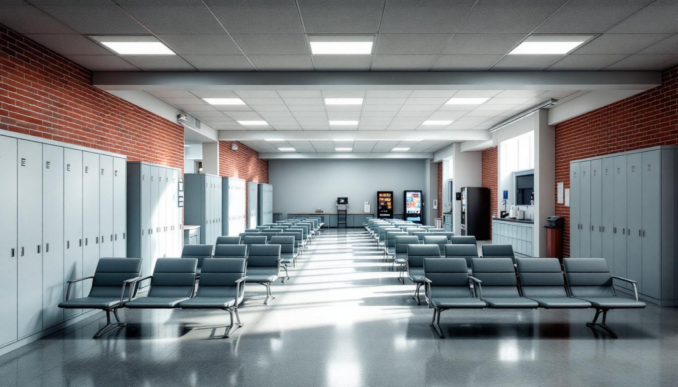 Visitation facilities and waiting area at Illinois River Correctional Center