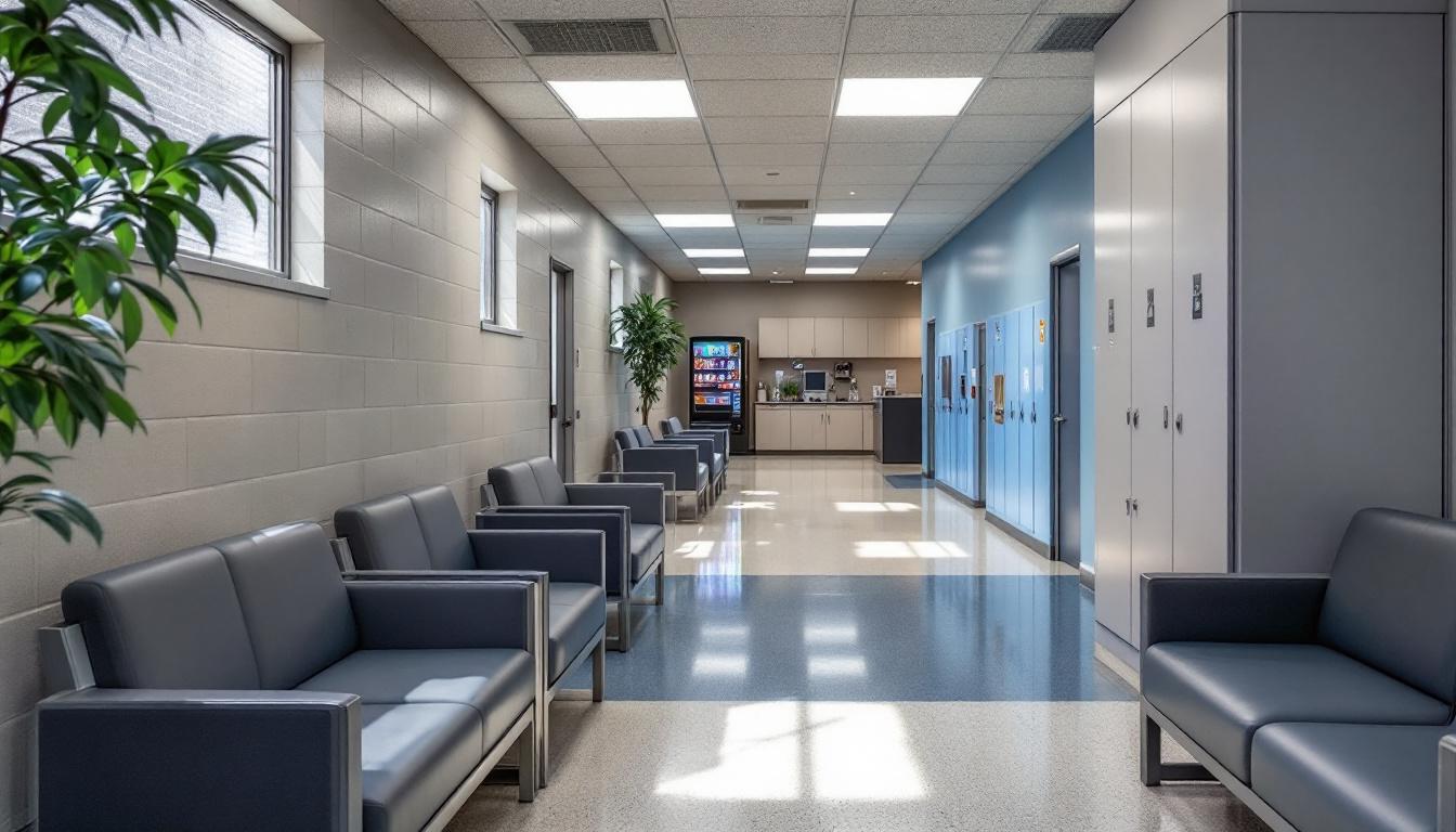 Visitation facilities and waiting area at Illinois River Correctional Center