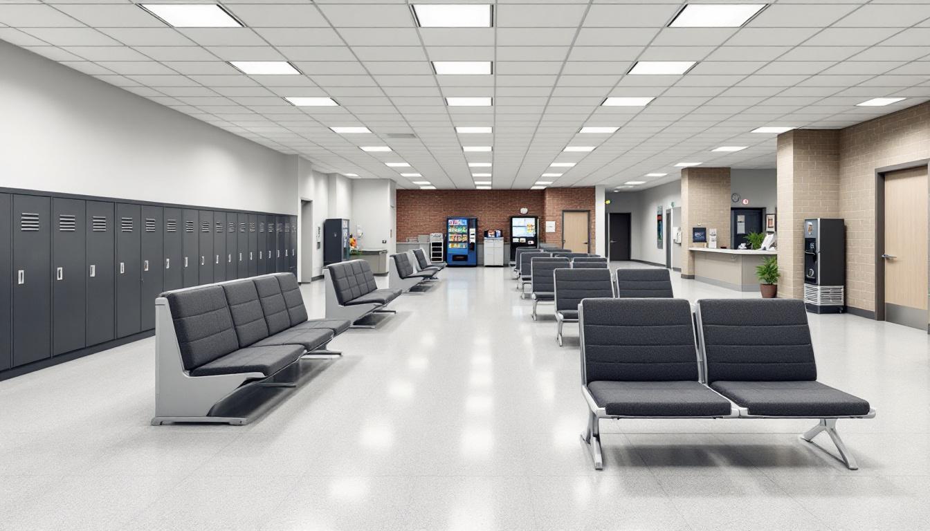 Visitation facilities and waiting area at John A Graham Correctional Center