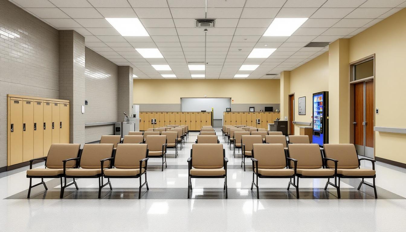 Visitation facilities and waiting area at Lawrence Correctional Center