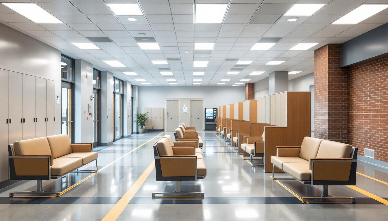 Visitation facilities and waiting area at Madison County Sheriff's Department
