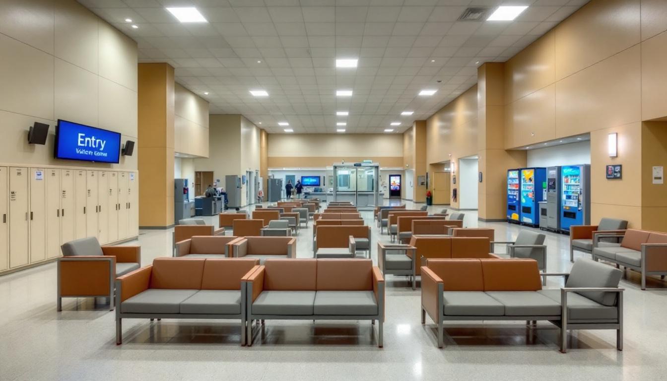 Visitation facilities and waiting area at Peoria County Sheriff's Office