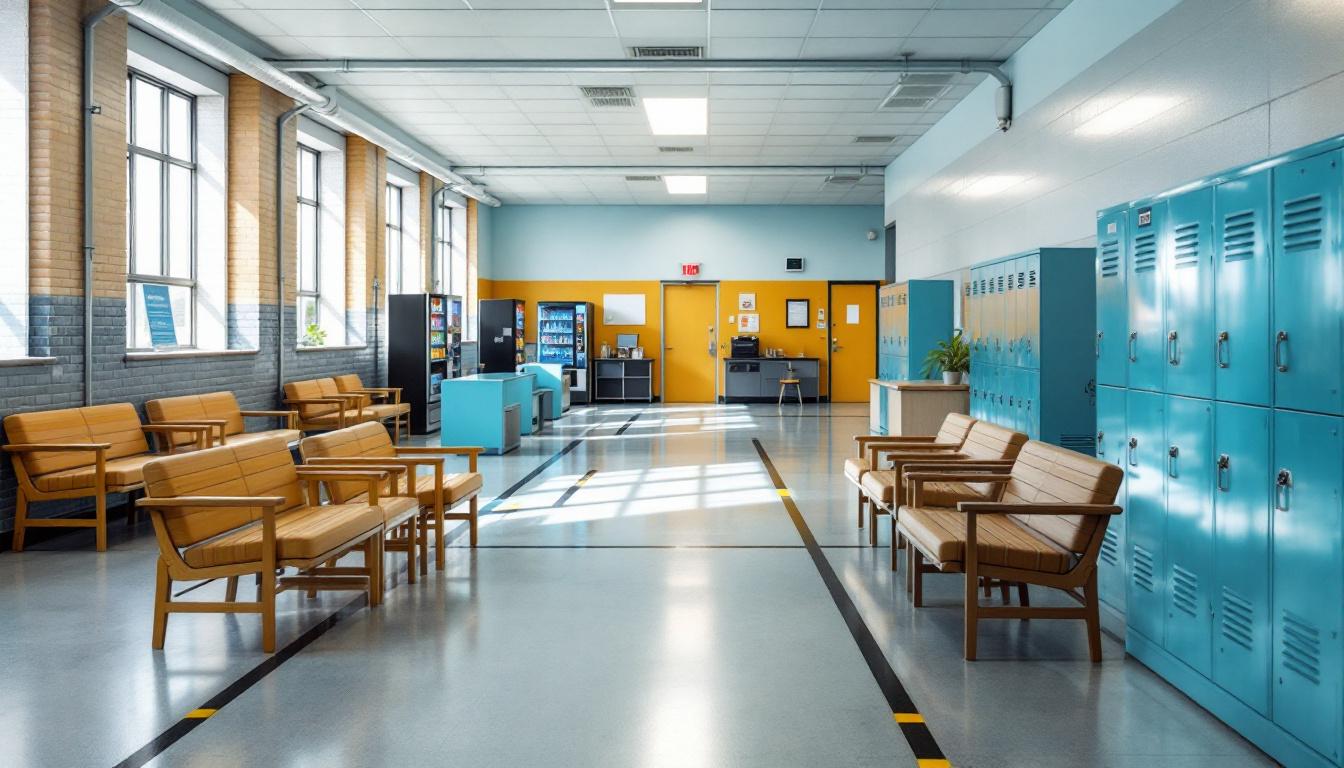 Visitation facilities and waiting area at Western Illinois Correctional