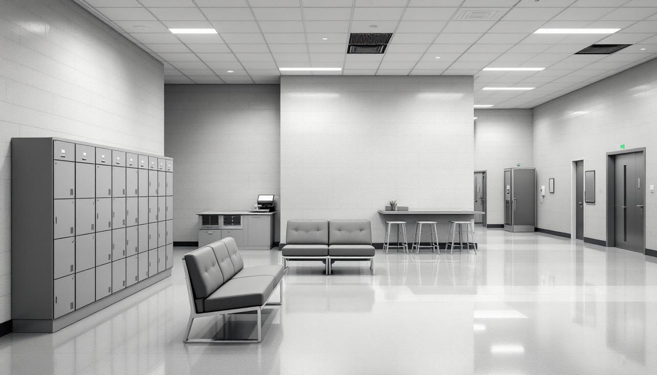 Visitation facilities and waiting area at John A Graham Correctional Center