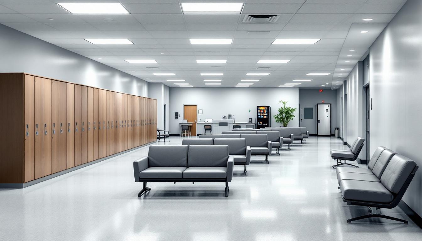 Visitation facilities and waiting area at John A Graham Correctional Center