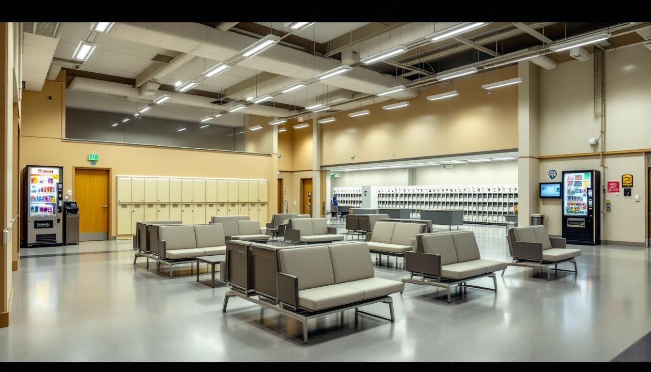 Visitation facilities and waiting area at Stateville Correctional Center