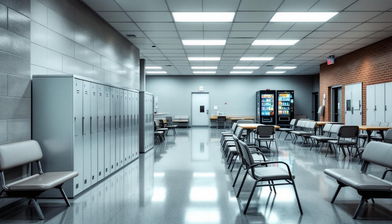Visitation facilities and waiting area at Waupun Correctional Institution
