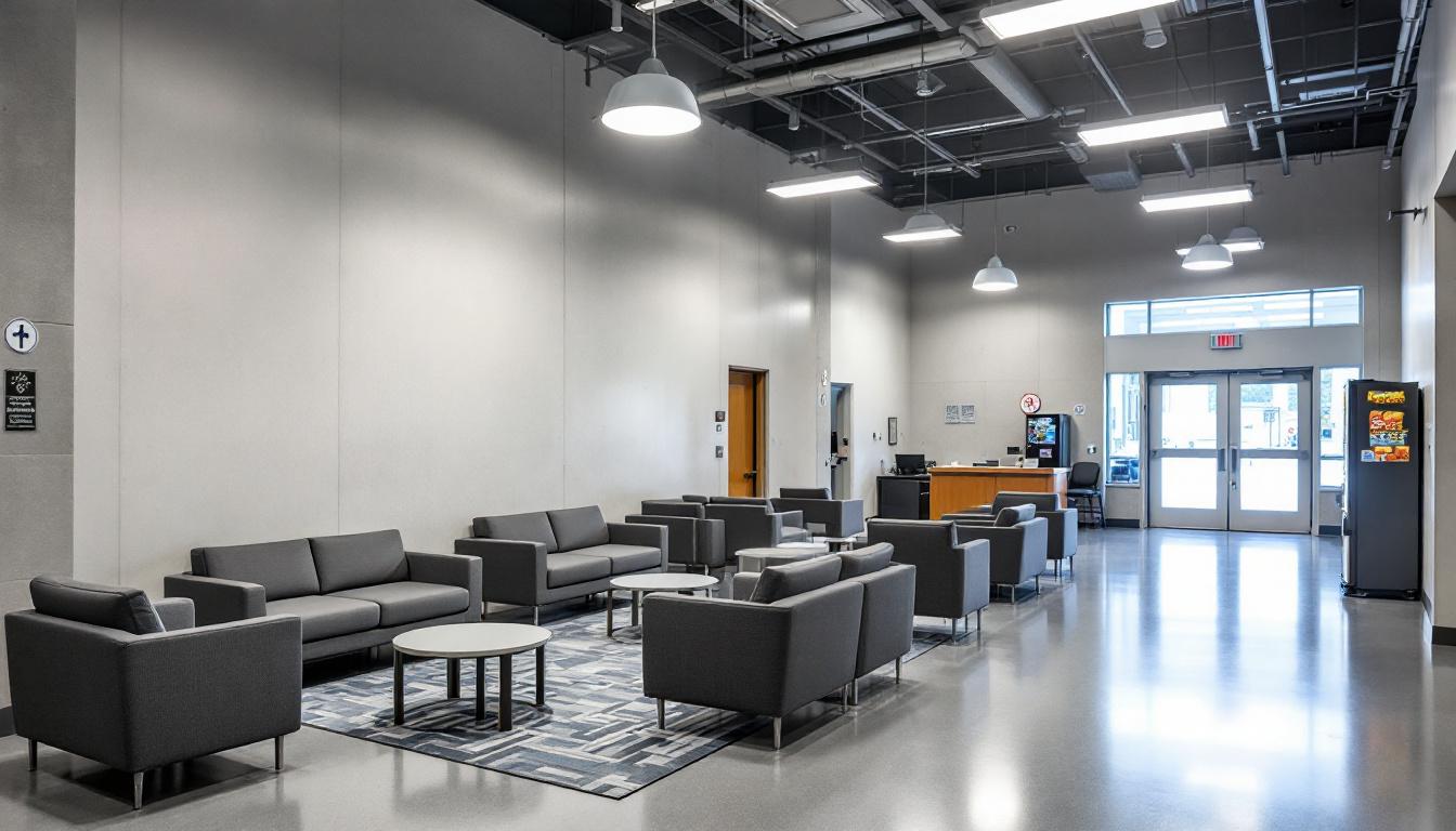 Visitation facilities and waiting area at South Central Correctional Facility
