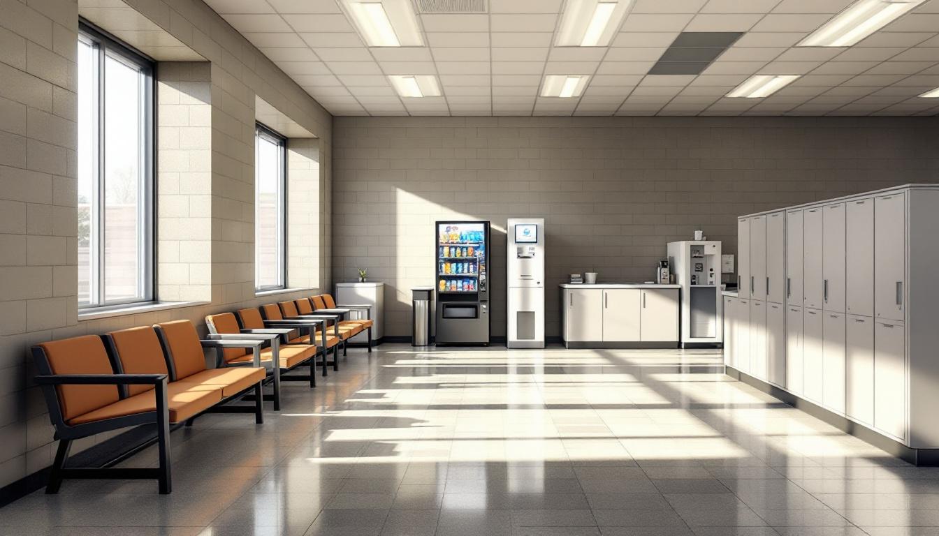 Visitation facilities and waiting area at Trousdale Turner Correctional Facility