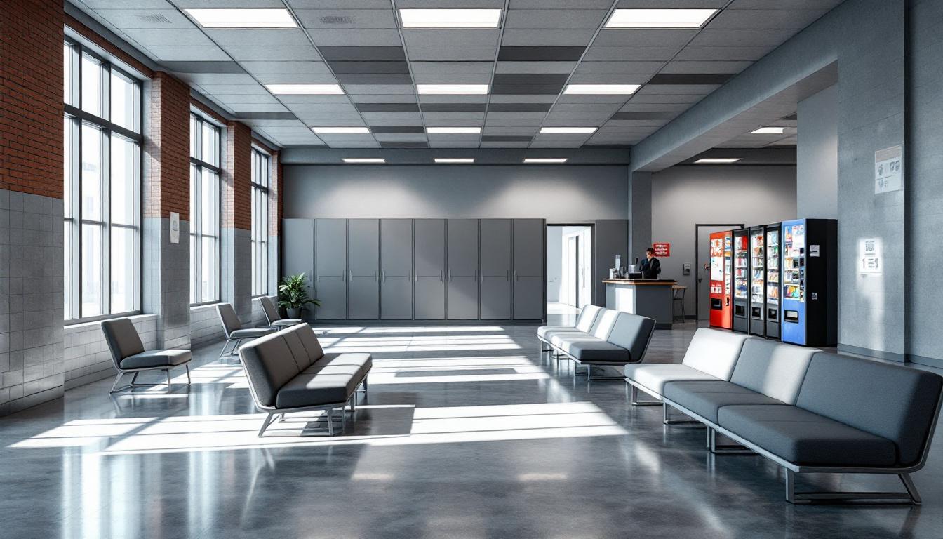 Visitation facilities and waiting area at Roederer Correctional Complex