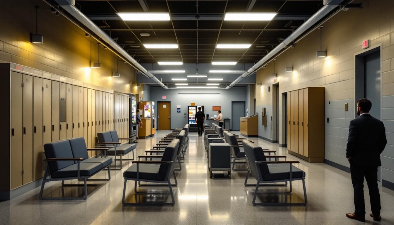 Visitation facilities and waiting area at Three Forks Regional Jail