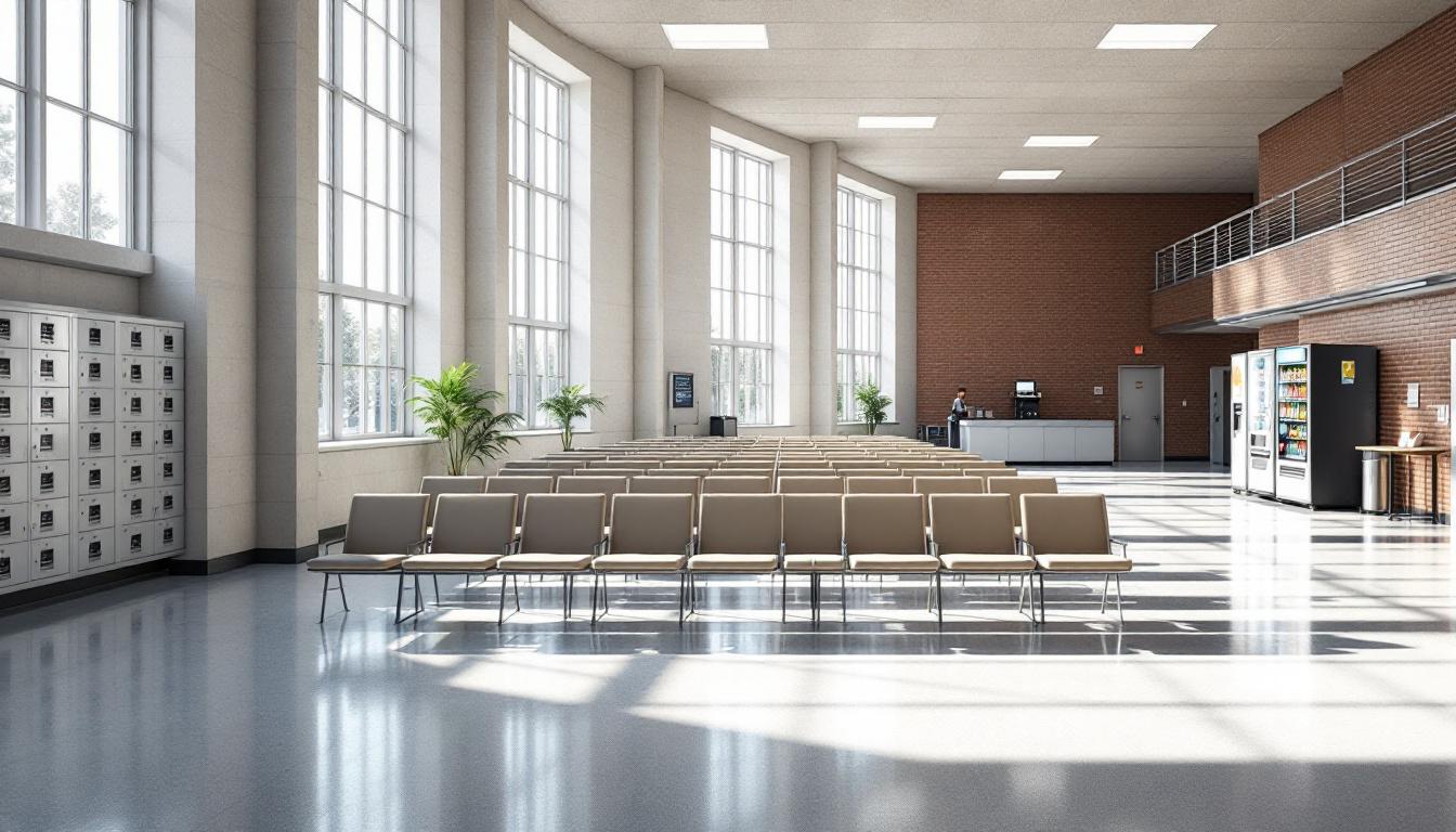 Visitation facilities and waiting area at Roederer Correctional Complex