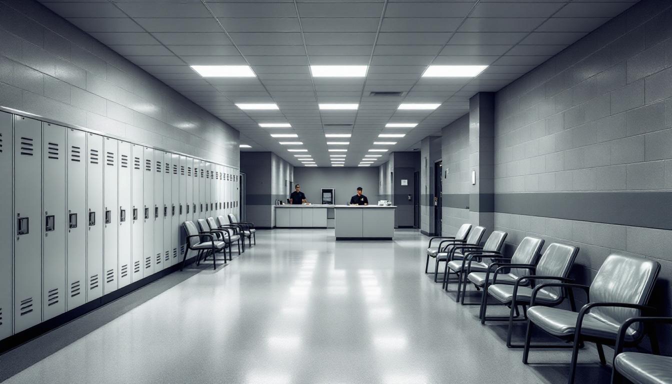 Visitation facilities and waiting area at Kinross Correctional Facility