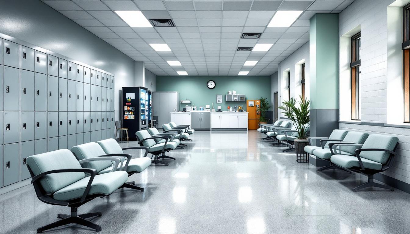 Visitation facilities and waiting area at Lakeland Correctional Facility