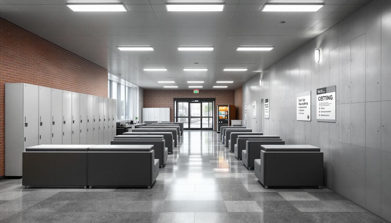 Visitation facilities and waiting area at Saginaw Correctional Facility