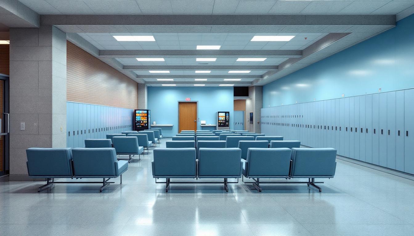 Visitation facilities and waiting area at Bellamy Creek Correctional Facility