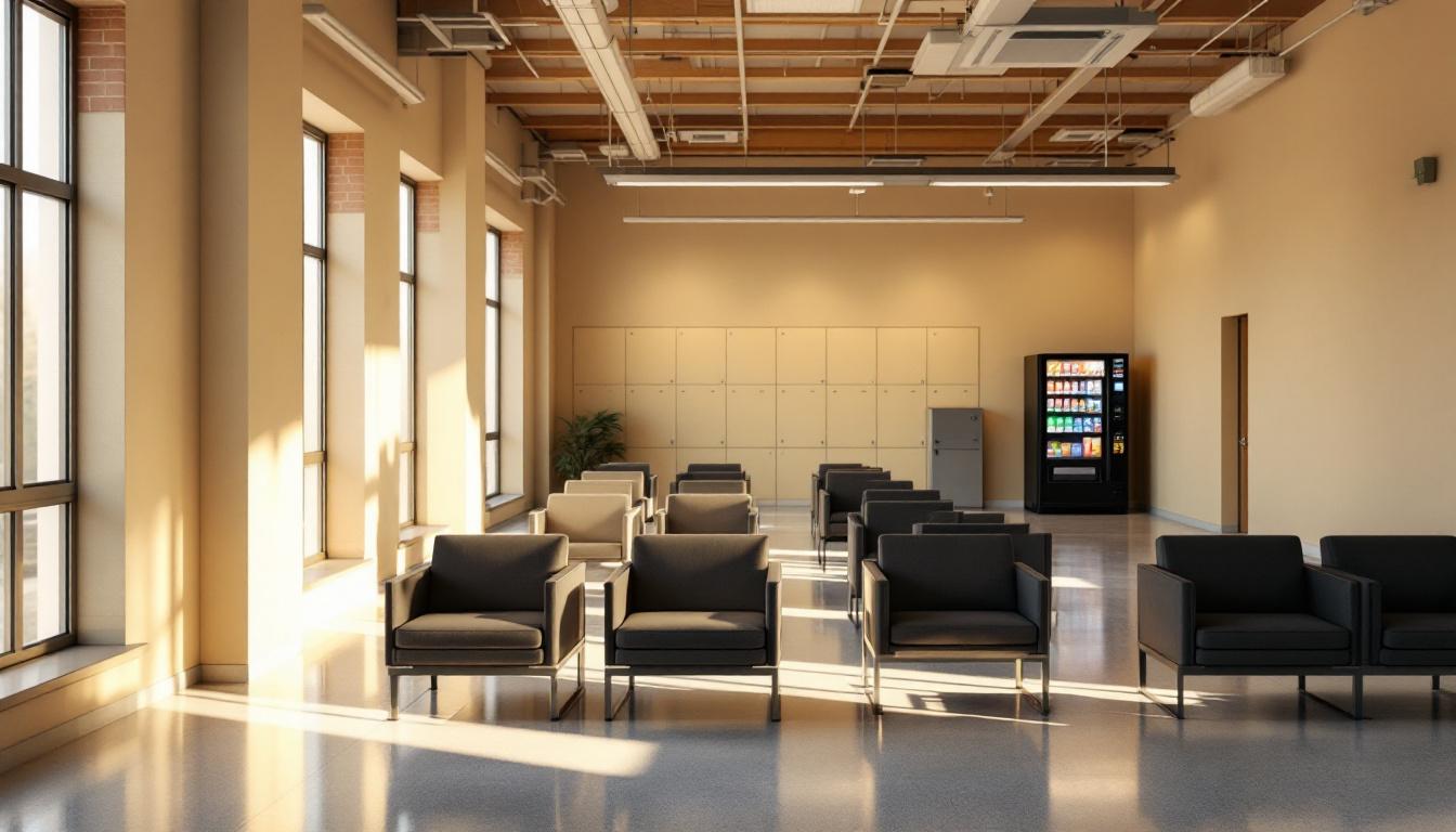 Visitation facilities and waiting area at Oaks Correctional Facility