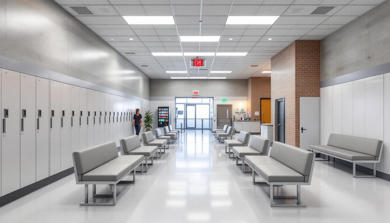 Visitation facilities and waiting area at Office of Genesee County Sheriff