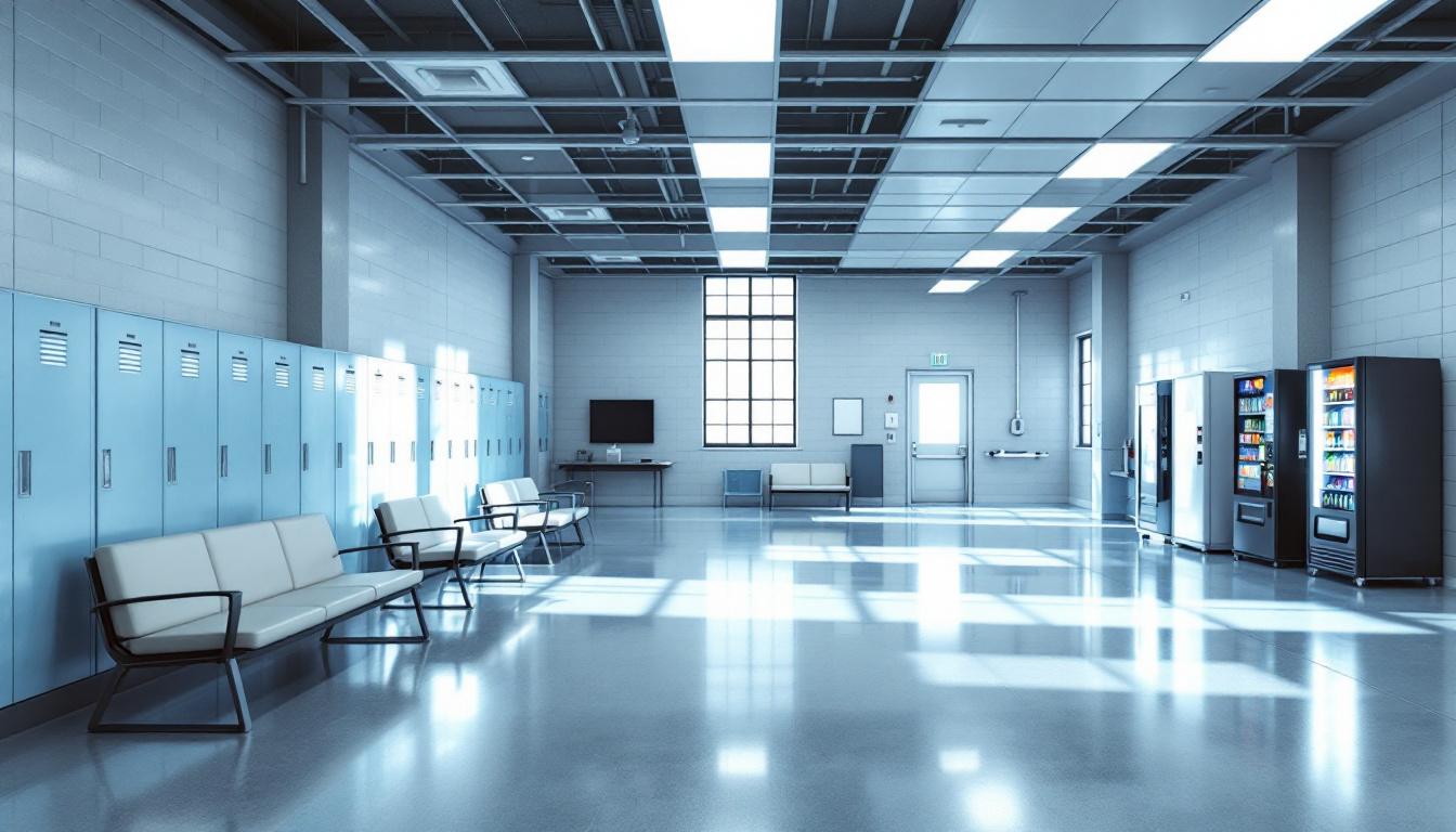 Visitation facilities and waiting area at Cotton Correctional Facility