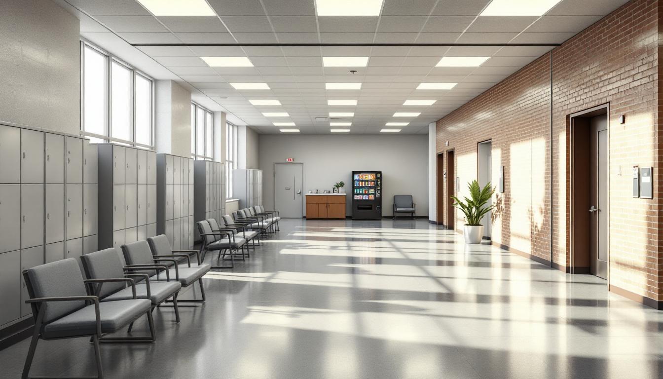 Visitation facilities and waiting area at Macomb Correctional Facility
