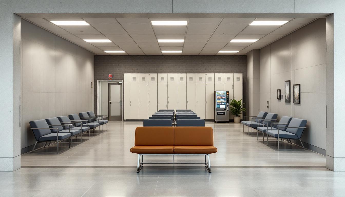Visitation facilities and waiting area at Macomb Correctional Facility