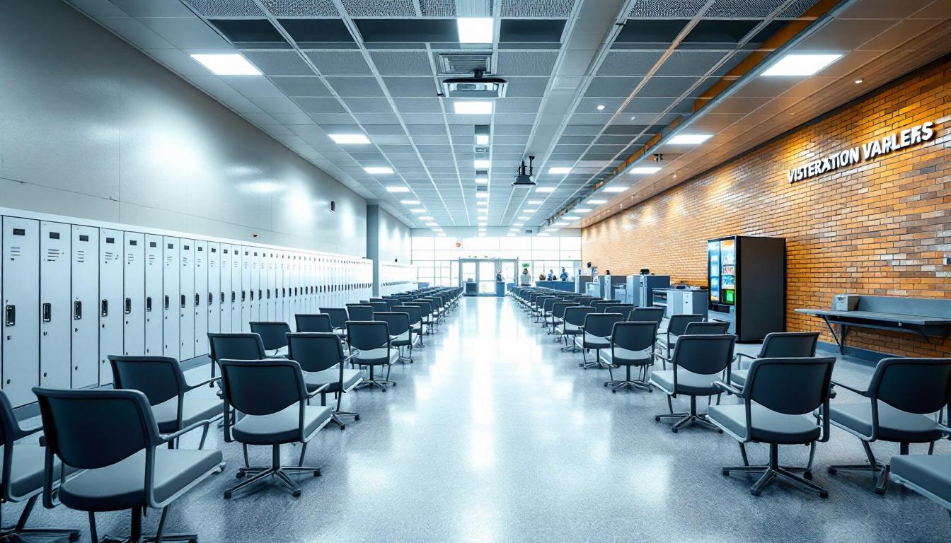 Visitation facilities and waiting area at Newberry Correctional Facility