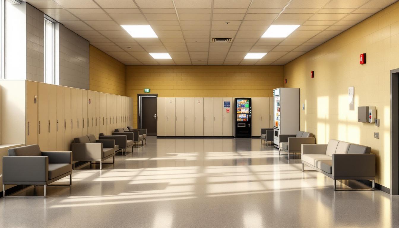 Visitation facilities and waiting area at Richard A. Handlon Correctional Facility