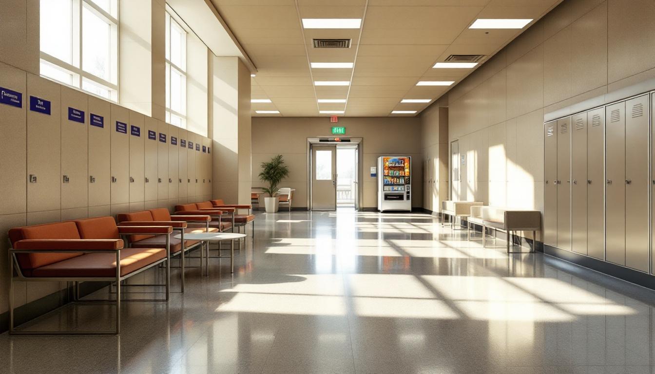 Visitation facilities and waiting area at Correctional Industrial Facility