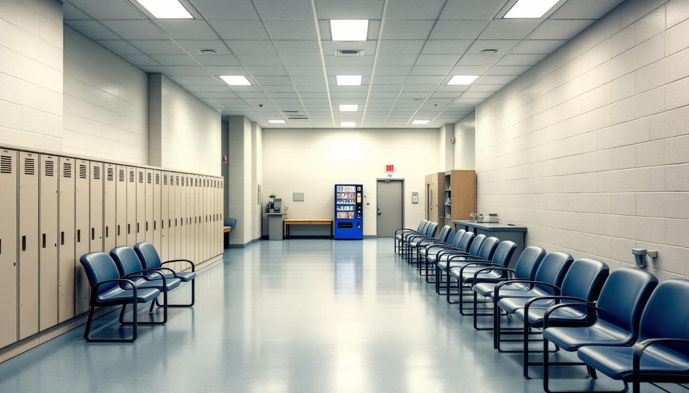 Visitation facilities and waiting area at Miami Correctional Facility